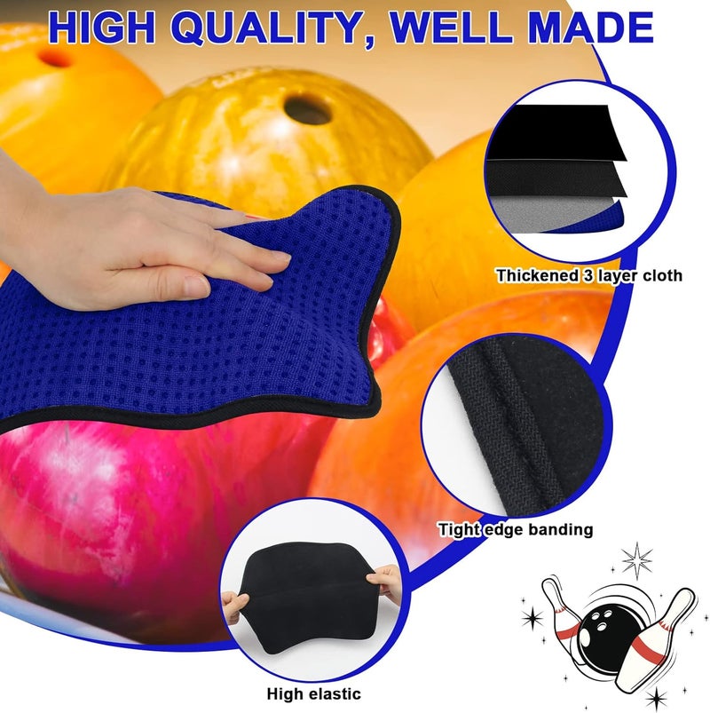 Anglekai 3 Pack Bowling Ball Towels, 10" x 8" Microfiber Bowling Shammy Accessories with Easy-Grip Dots Non-Slip (Blue) - Image 4